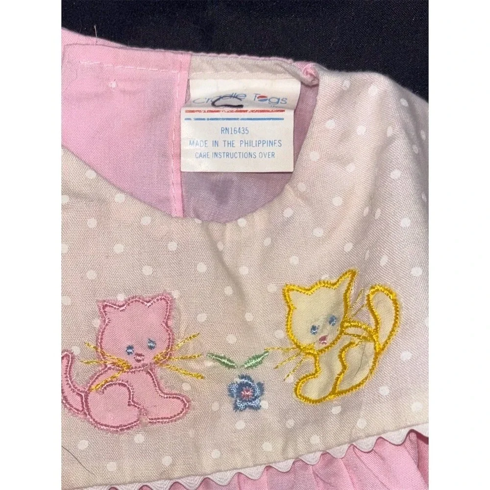Carriage Boutique Cradle Togs Cats Baby Girls Pink Dress Top‎ Bloomers 60's 70's